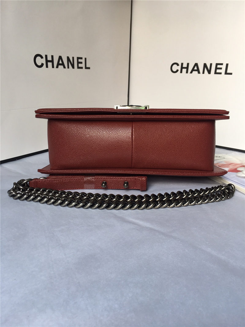 MAXI BOY Chanel HANDBAG Grained Calfskin Burgundy High