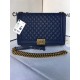 MAXI BOY Chanel HANDBAG Grained Calfskin Navy Blue High