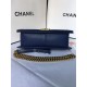 MAXI BOY Chanel HANDBAG Grained Calfskin Navy Blue High