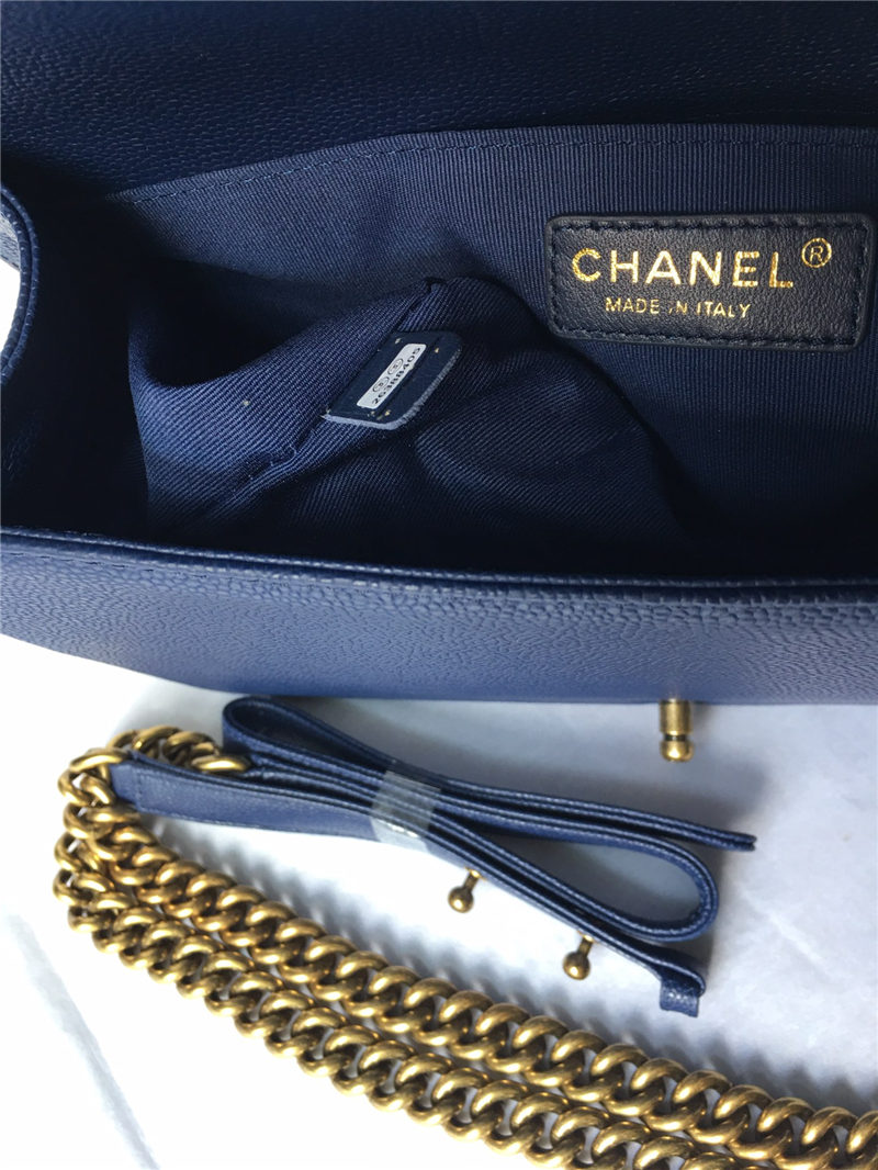 MAXI BOY Chanel HANDBAG Grained Calfskin Navy Blue High