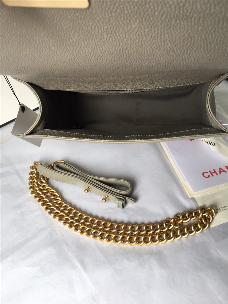 MAXI BOY Chanel HANDBAG Grained Calfskin Gray High