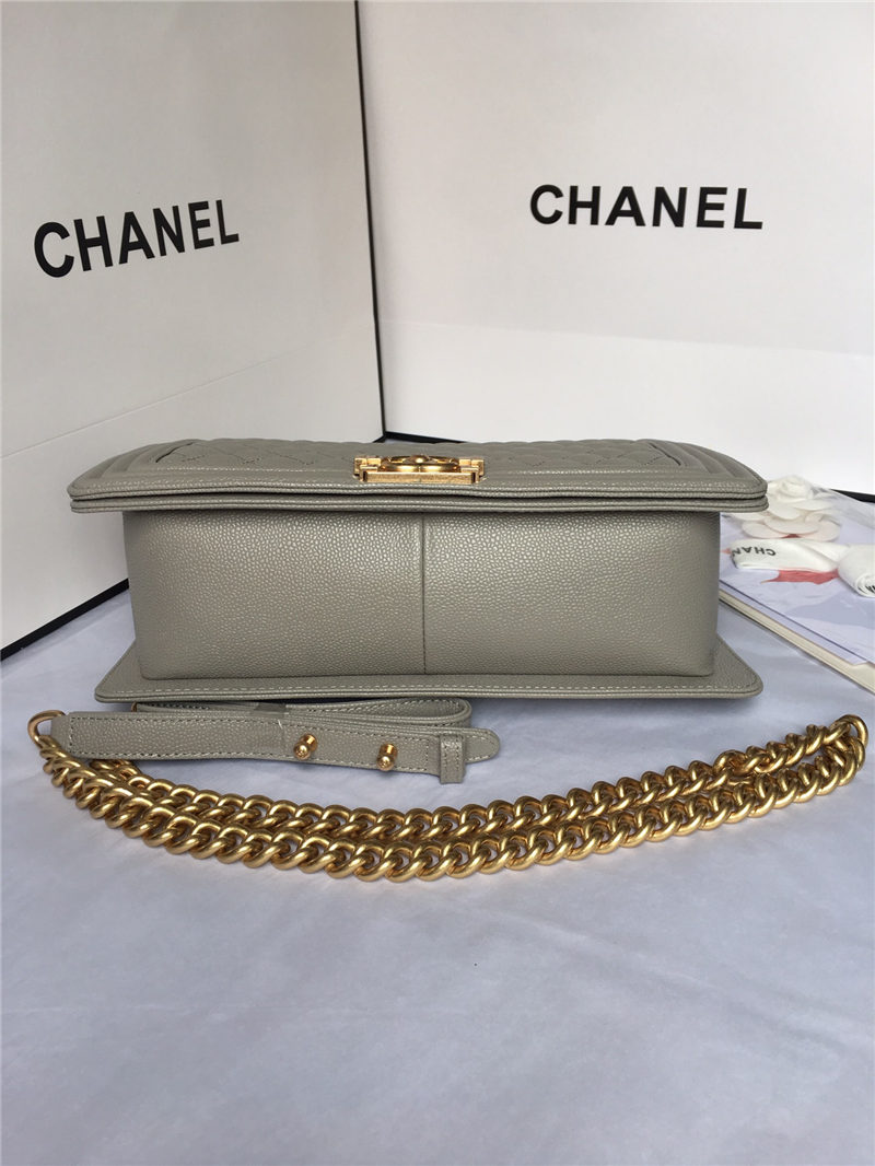 MAXI BOY Chanel HANDBAG Grained Calfskin Gray High