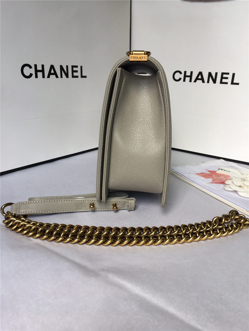 MAXI BOY Chanel HANDBAG Grained Calfskin Gray High