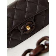 Chanel MINI FLAP BAG AS4165 Lambskin & Ash-Wood Brown High