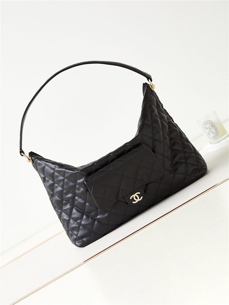 Chanel MAXI HOBO BAG AS4339 Calfskin & Gold-Tone Metal Black High