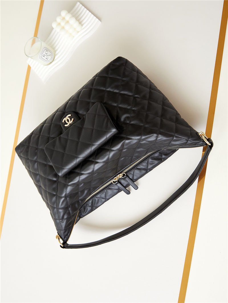 Chanel MAXI HOBO BAG AS4339 Calfskin & Gold-Tone Metal Black High