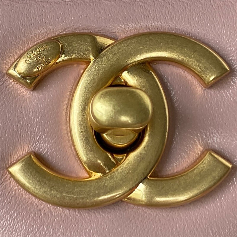 Chanel Mini Flap Bag with Handle Lambskin & Gold-Tone Metal AS3450 Pink A