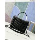 SMALL FLAP BAG WITH TOP HANDLE Chevrons Pattern Lambskin Silver Metal Black A