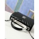 SMALL FLAP BAG WITH TOP HANDLE Chevrons Pattern Lambskin Silver Metal Black A