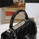 SMALL FLAP BAG WITH TOP HANDLE Lambskin Silver Metal Black B