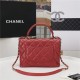 SMALL FLAP BAG WITH TOP HANDLE Lambskin Gold Metal Red B