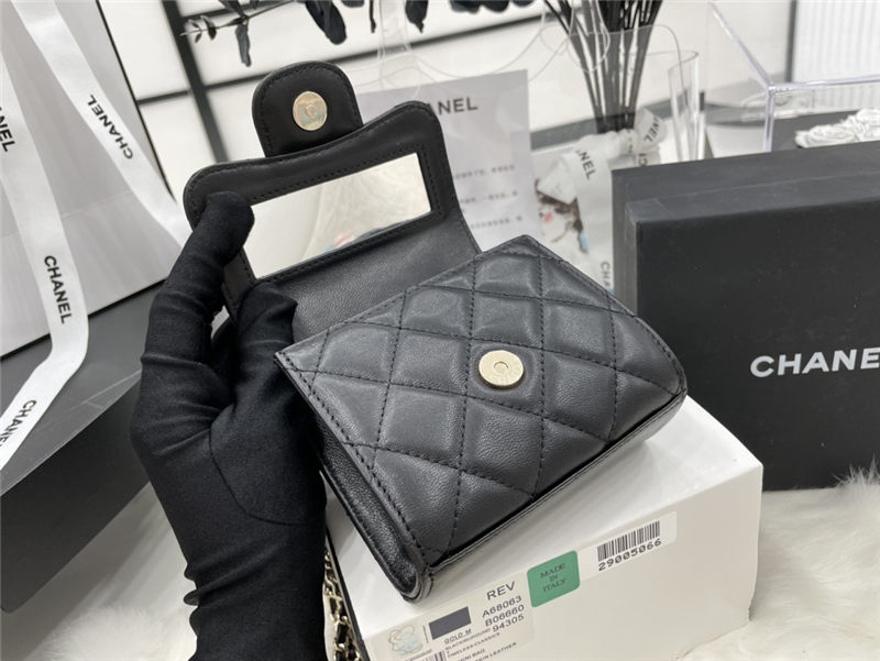 Chanel CLUTCH WITH CHAIN A68063 Lambskin & Gold-Tone Metal Black High