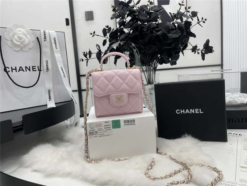 Chanel CLUTCH WITH CHAIN A68063 Lambskin & Gold-Tone Metal Pink High