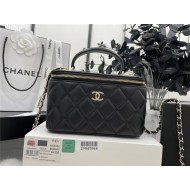 Chanel VANITY WITH CHAIN A68062 Lambskin & Gold-Tone Metal Black High