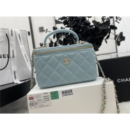 Chanel VANITY WITH CHAIN A68062 Lambskin & Gold-Tone Metal Blue High