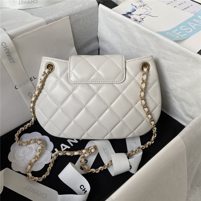 Chanel SMALL MESSENGER BAG Lambskin & Gold-Tone Metal AS4609 White A