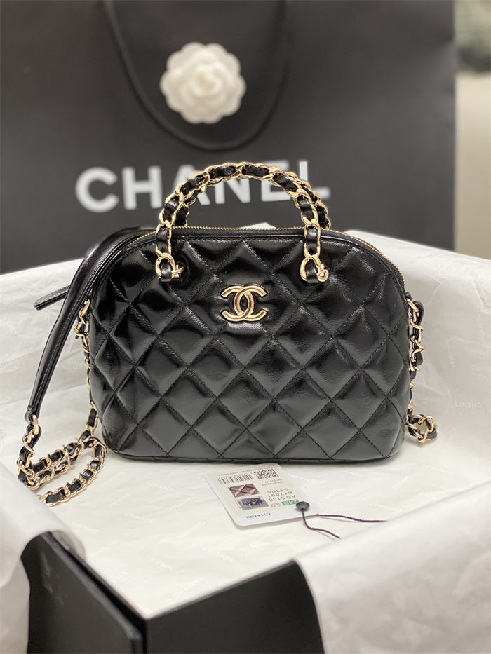 Chanel SMALL TOTE AS5130 Shiny Lambskin & Gold-Tone Metal Black High