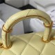 Chanel MINI FLAP BAG WITH TOP HANDLE AS4035 Lambskin Gold-Tone Metal Yellow A