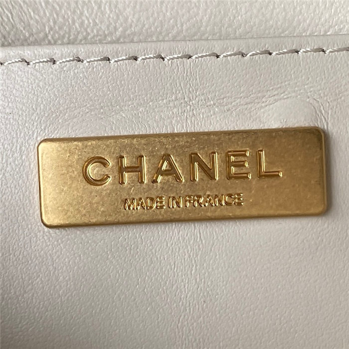 Chanel MINI FLAP BAG WITH TOP HANDLE AS4035 Lambskin Gold-Tone Metal White A