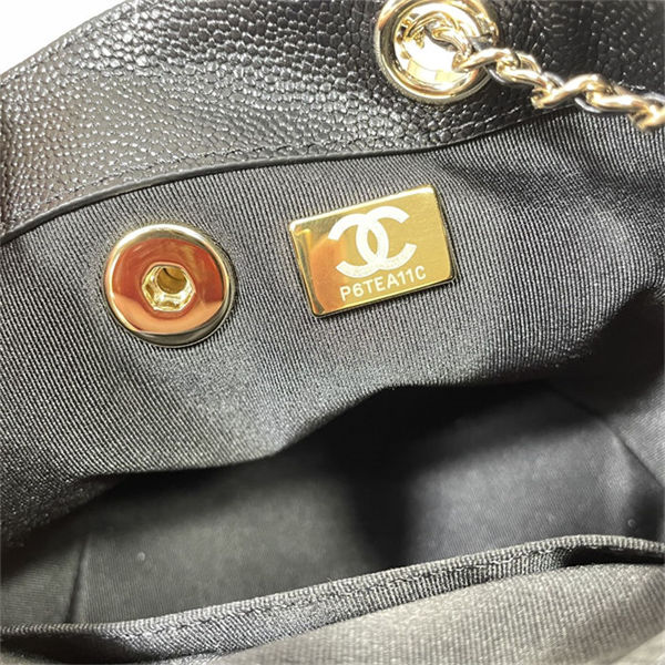 Chanel SMALL BACKPACK AS3787 Grained Shiny Calfskin & Gold-Tone Metal Black A