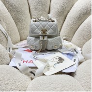 Chanel SMALL BACKPACK AS3787 Grained Shiny Calfskin & Gold-Tone Metal White A