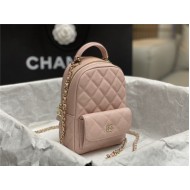 Chanel Mini Backpack Grained Calfskin Gold-Tone Metal AP3753 Pink High