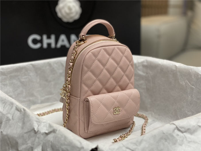 Chanel Mini Backpack Grained Calfskin Gold-Tone Metal AP3753 Pink High