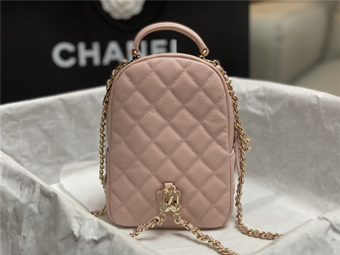 Chanel Mini Backpack Grained Calfskin Gold-Tone Metal AP3753 Pink High