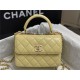 Chanel MINI FLAP BAG WITH TOP HANDLE AS4654 Lambskin & Gold-Tone Metal Yellow A