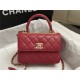 Chanel MINI FLAP BAG WITH TOP HANDLE AS4654 Lambskin & Gold-Tone Metal Red A