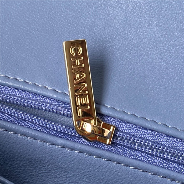 MINI FLAP BAG WITH TOP HANDLE AS2431N Lambskin & Gold-Tone Metal Blue A