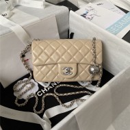 Mini FLAP BAG Lambskin Silver-Metal AS1787 Beige A