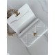 Chanel 19 WALLET ON CHAIN-A Shiny Lambskin, Gold/Silver-Tone & Ruthenium-Finish Metal White A