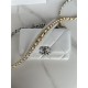 Chanel 19 WALLET ON CHAIN-A Shiny Lambskin, Gold/Silver-Tone & Ruthenium-Finish Metal White A