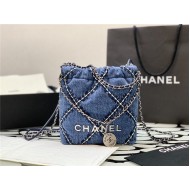 Chanel 22 MINI HANDBAG Denim & Silver-Tone Metal AS3980 High