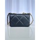 Chanel 19 WALLET ON CHAIN-A Shiny Lambskin, Gold/Silver-Tone & Ruthenium-Finish Metal Black A