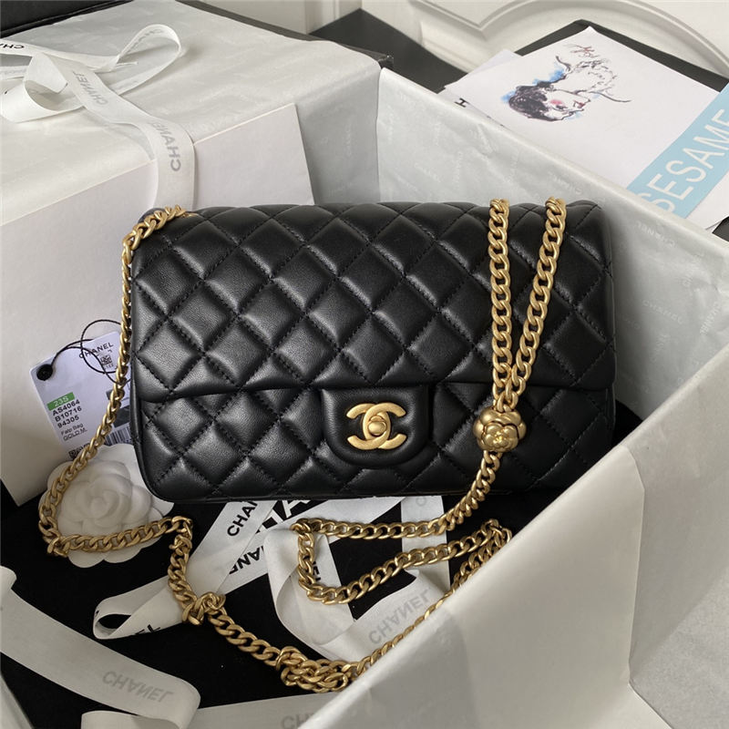 Chanel FLAP BAG AS4064 Lambskin & Gold-Tone Metal Black High