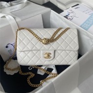 Chanel FLAP BAG AS4064 Lambskin & Gold-Tone Metal White High