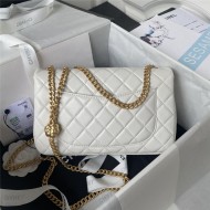 Chanel FLAP BAG AS4064 Lambskin & Gold-Tone Metal White High