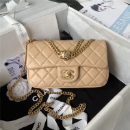 Chanel MINI FLAP BAG AS4041 Lambskin & Gold-Tone Metal Beige High