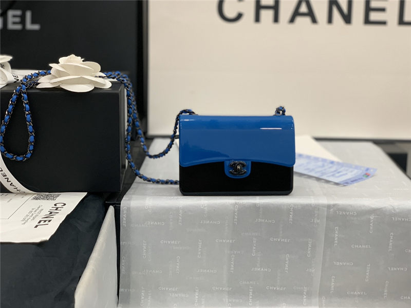 Chanel MINI EVENING BAG Plexi & Black Metal Black & Blue High