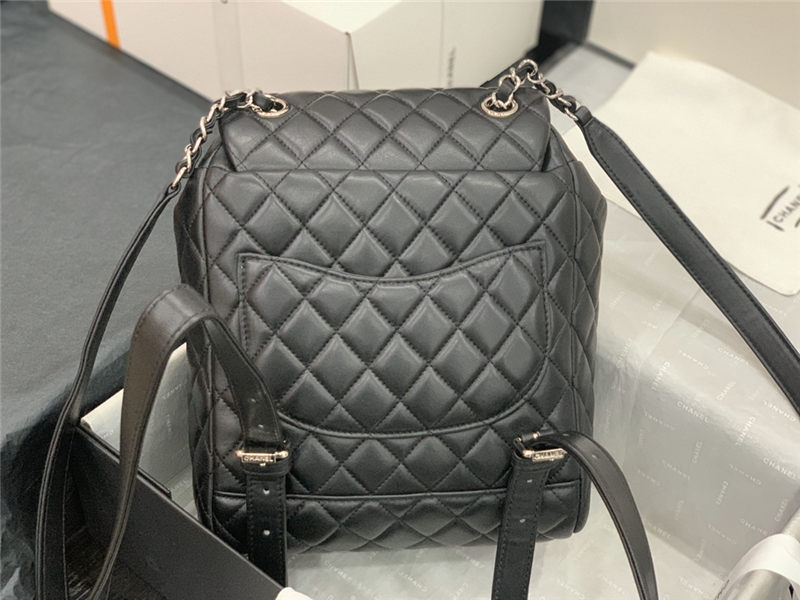 Chanel Small Backpack Lambskin 91120 Silver-Metal Black High