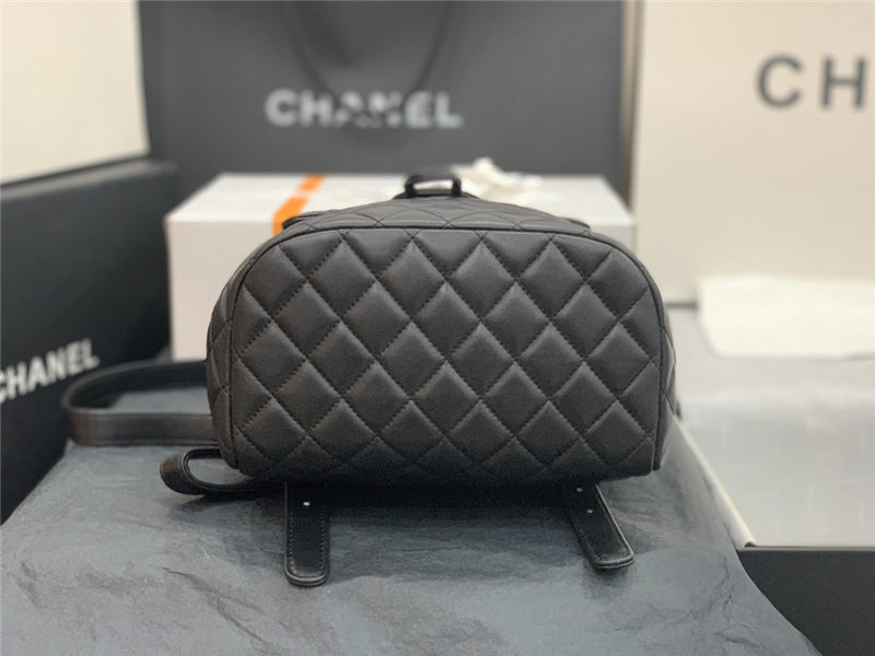 Chanel Small Backpack Lambskin 91120 Silver-Metal Black High