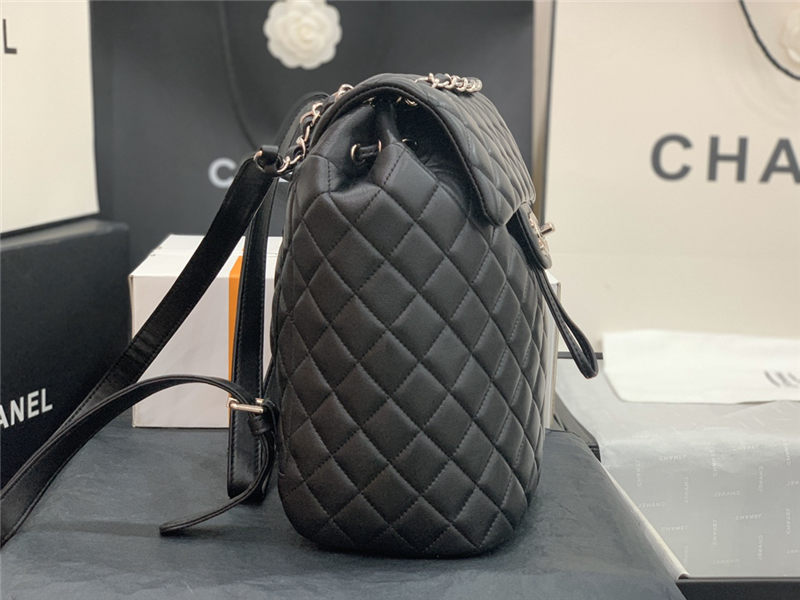 Chanel Small Backpack Lambskin 91120 Silver-Metal Black High