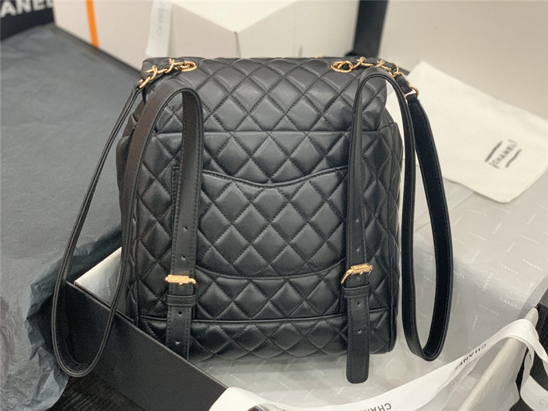 Chanel Small Backpack Lambskin 91120 Gold-Metal Black High