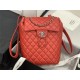 Chanel Small Backpack Lambskin 91120 Silver-Metal Red High