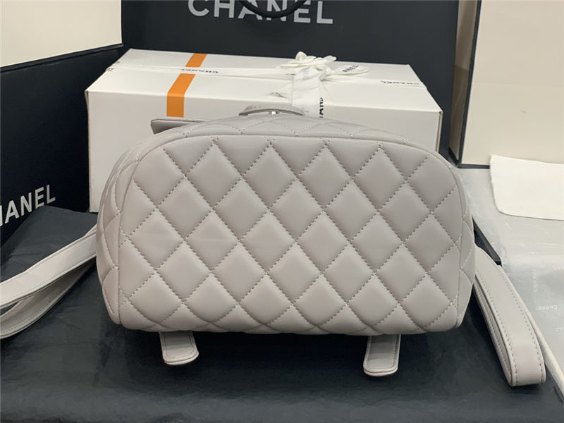 Chanel Small Backpack Lambskin 91120 Silver-Metal Grey High