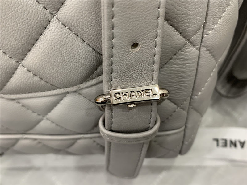 Chanel Small Backpack Lambskin 91120 Silver-Metal Grey High