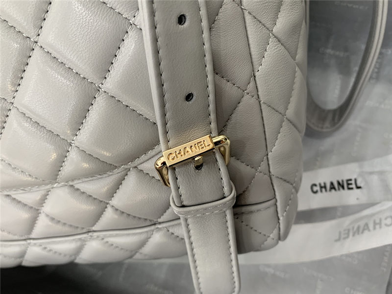 Chanel Small Backpack Lambskin 91120 Gold-Metal Grey High