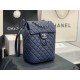 Chanel Small Backpack Lambskin 91120 Silver-Metal Navy High